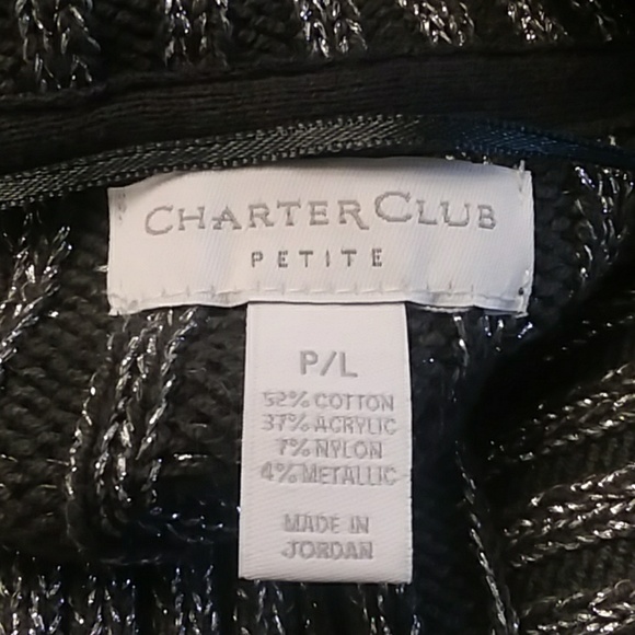 Charter Club Petite Large Gray Sweater Metallic - Picture 7 of 8